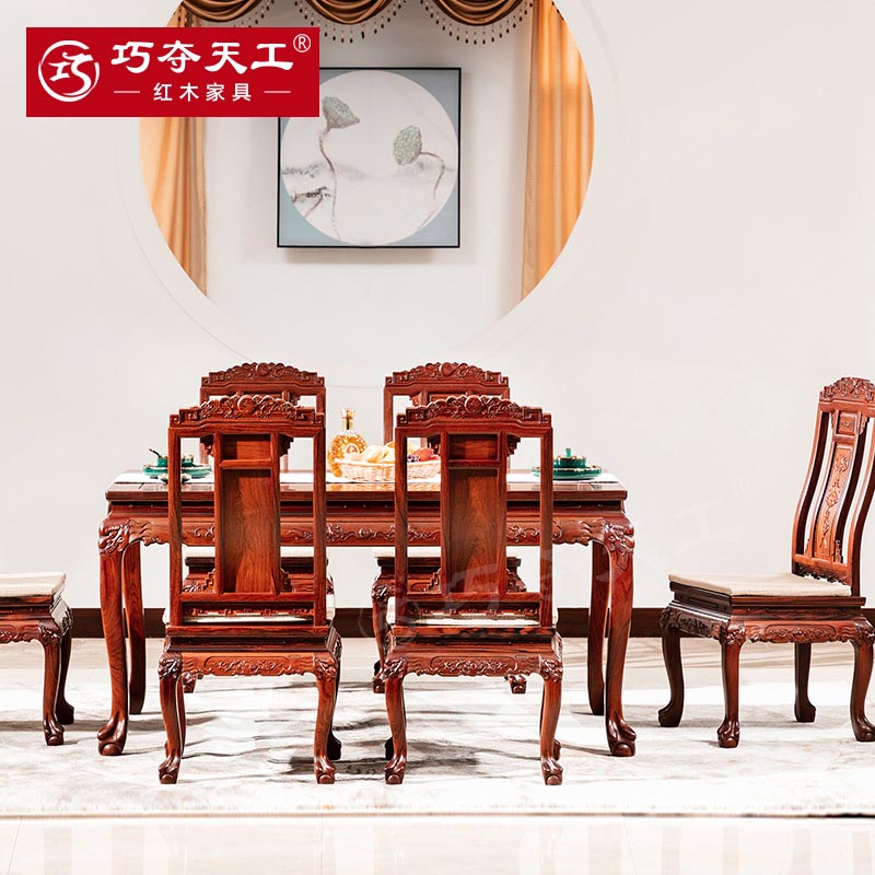 302双狮迎福餐桌椅-A