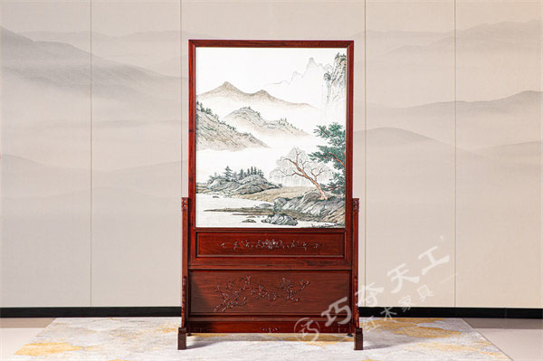 苏绣屏风山水图